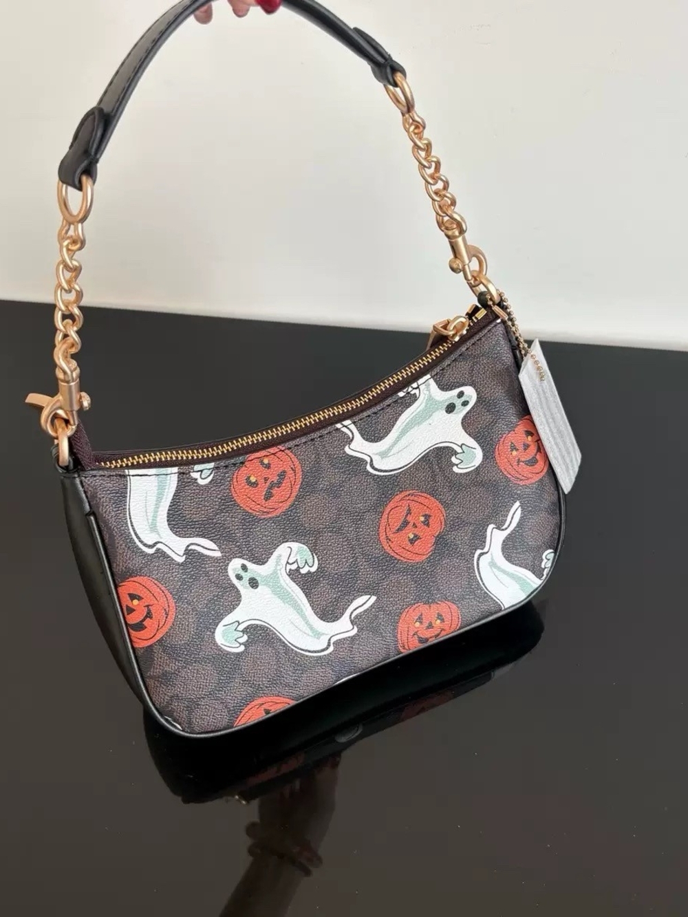 Coach Teri Bag Signature Canvas Halloween Ghost Pumpkin - Picture 4 of 10